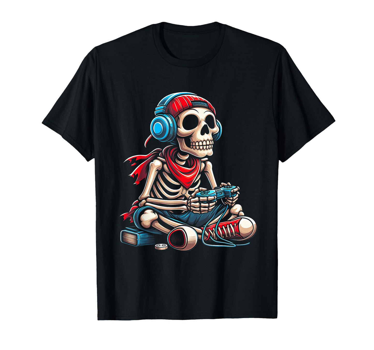 Halloween Skeleton Gamer Video Gaming Gamer E-Sport Player T-Shirt