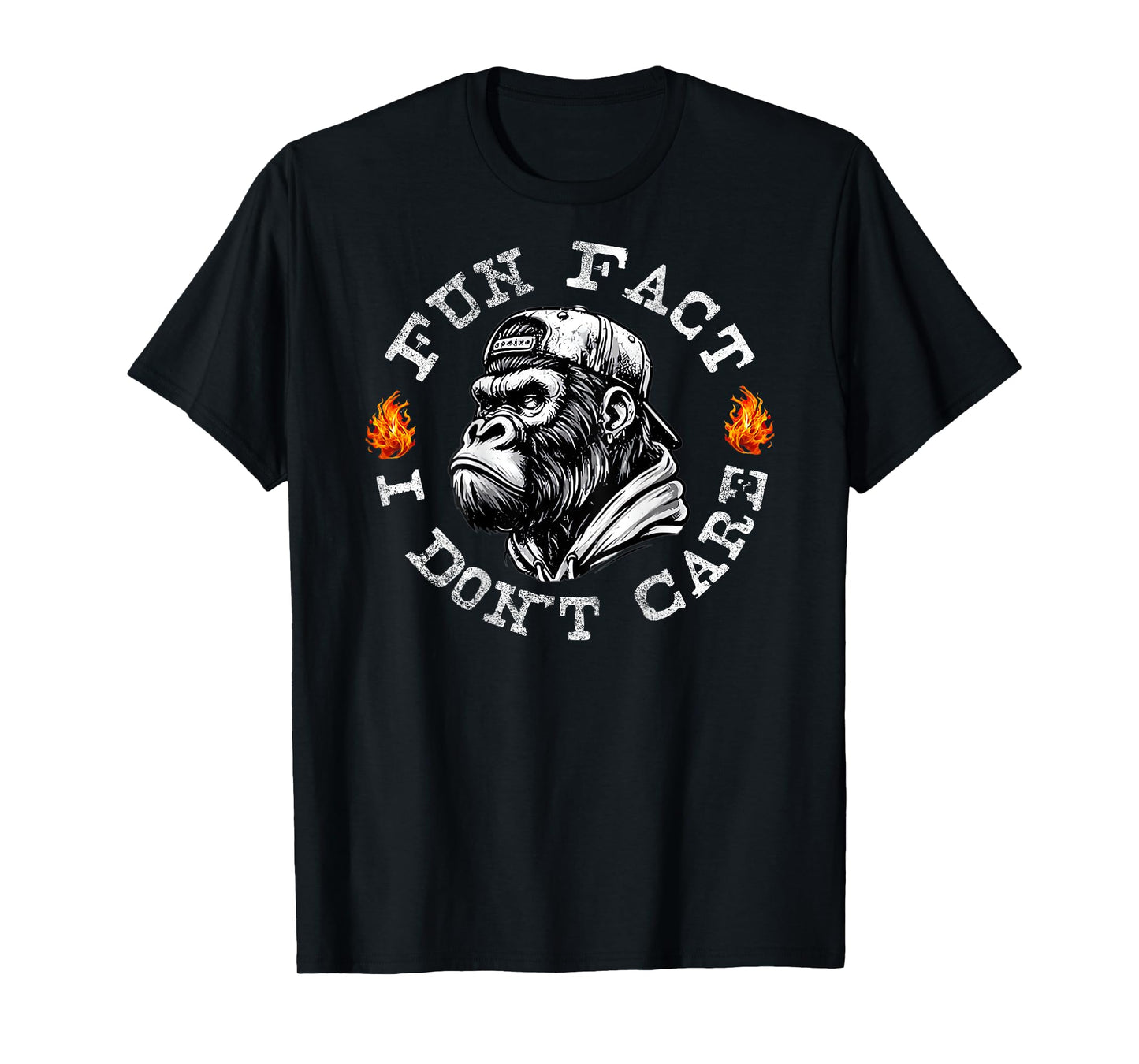 (ON BACK) Fun Fact I Don't Care Cool Grandpa Gorillas Funny T-Shirt