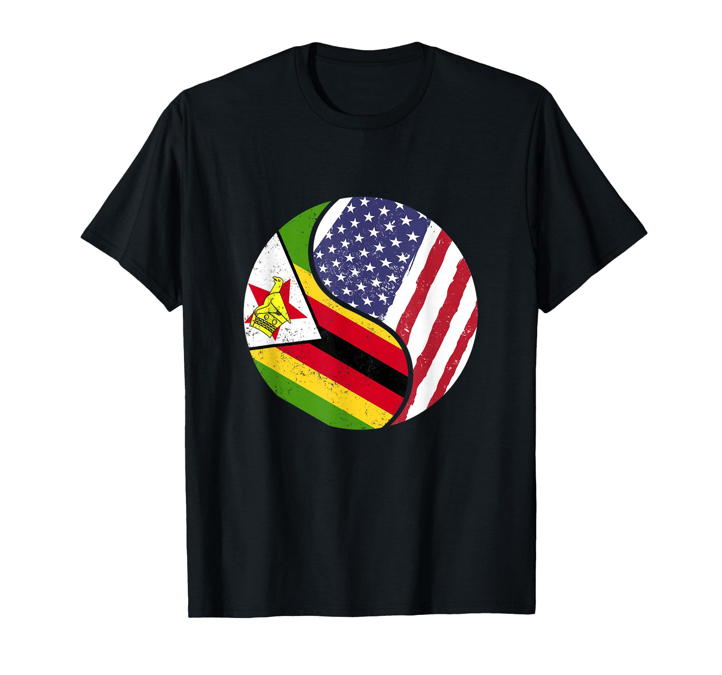 United States Yin And Yang - US Flag Zimbabwe T-Shirt