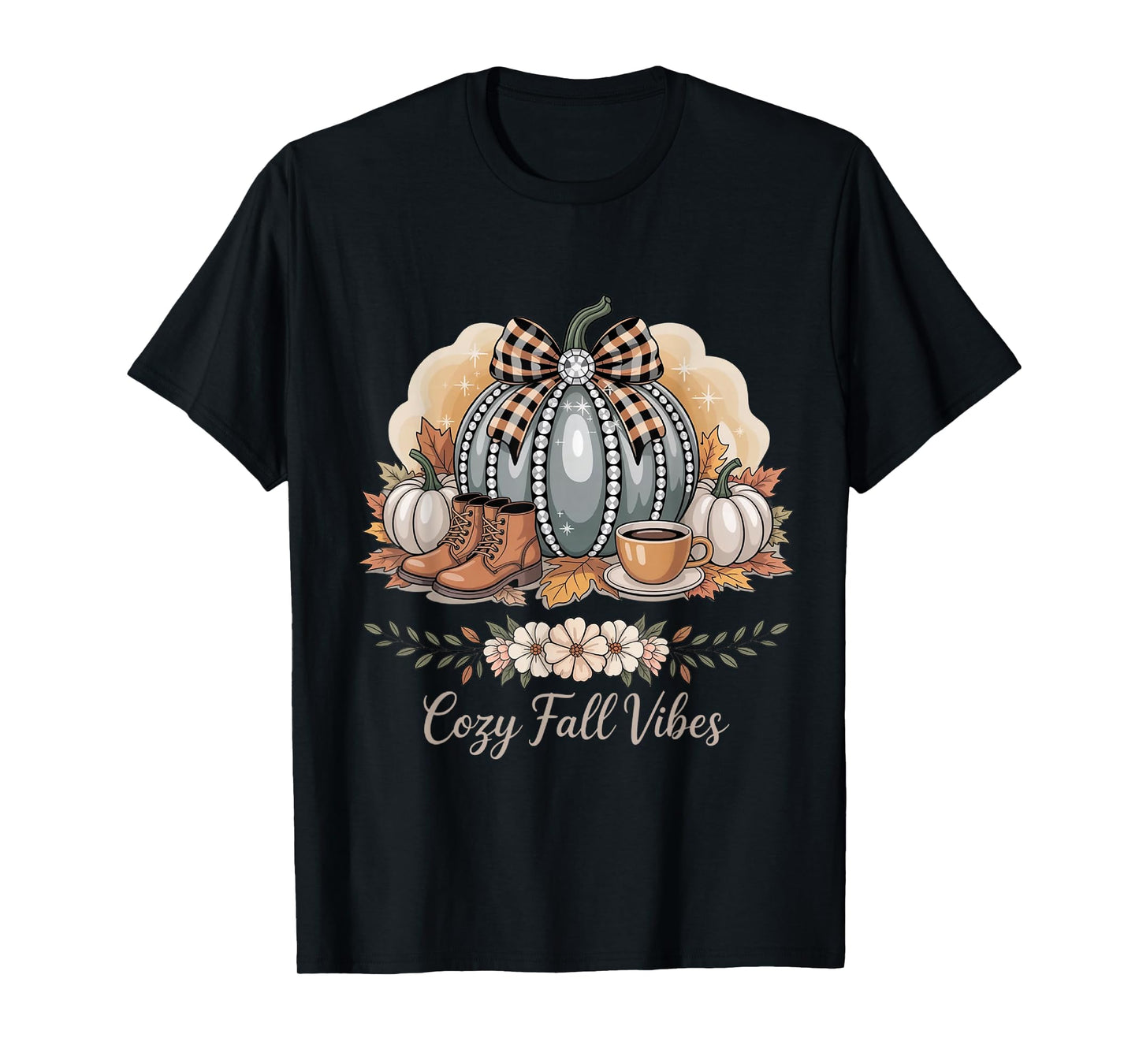 Cozy Fall Vibes Autumn Pumpkin Season Thanksgiving Women T-Shirt