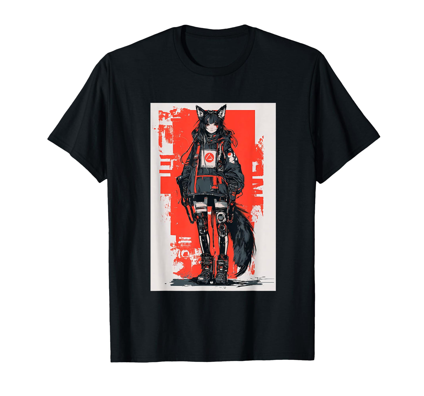 Anime Manga Cyberpunk Aesthetic Techwear Harajuku Kitsune T-Shirt