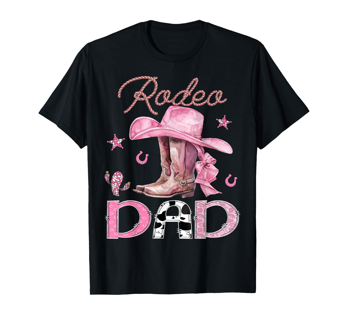 Rodeo Dad Pink Boots Coquette CowGirl Birthday Party T-Shirt