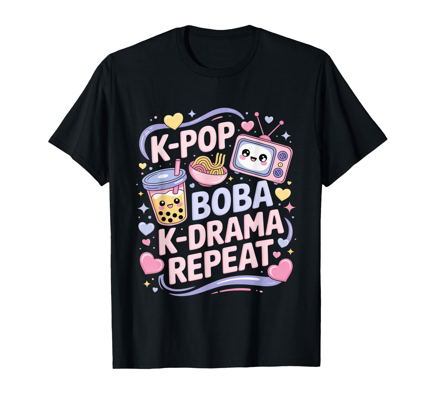 K-Pop Boba K-Drama Repeat K-POP Music Lover Kawaii Korean T-Shirt