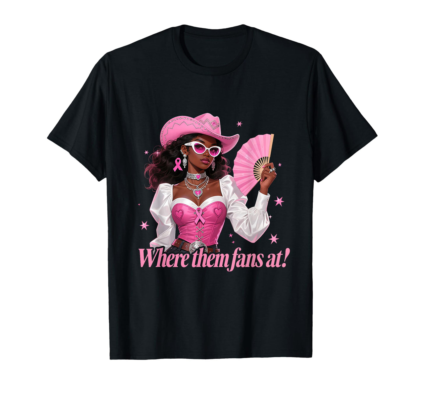 Pink Cowgirl Fan Funny Breast Cancer Support Look T-Shirt