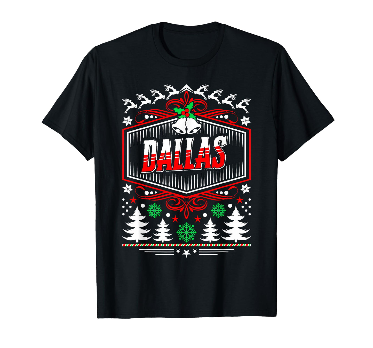 Mens Dallas Ugly Christmas T-Shirt Gift for Friends or Family