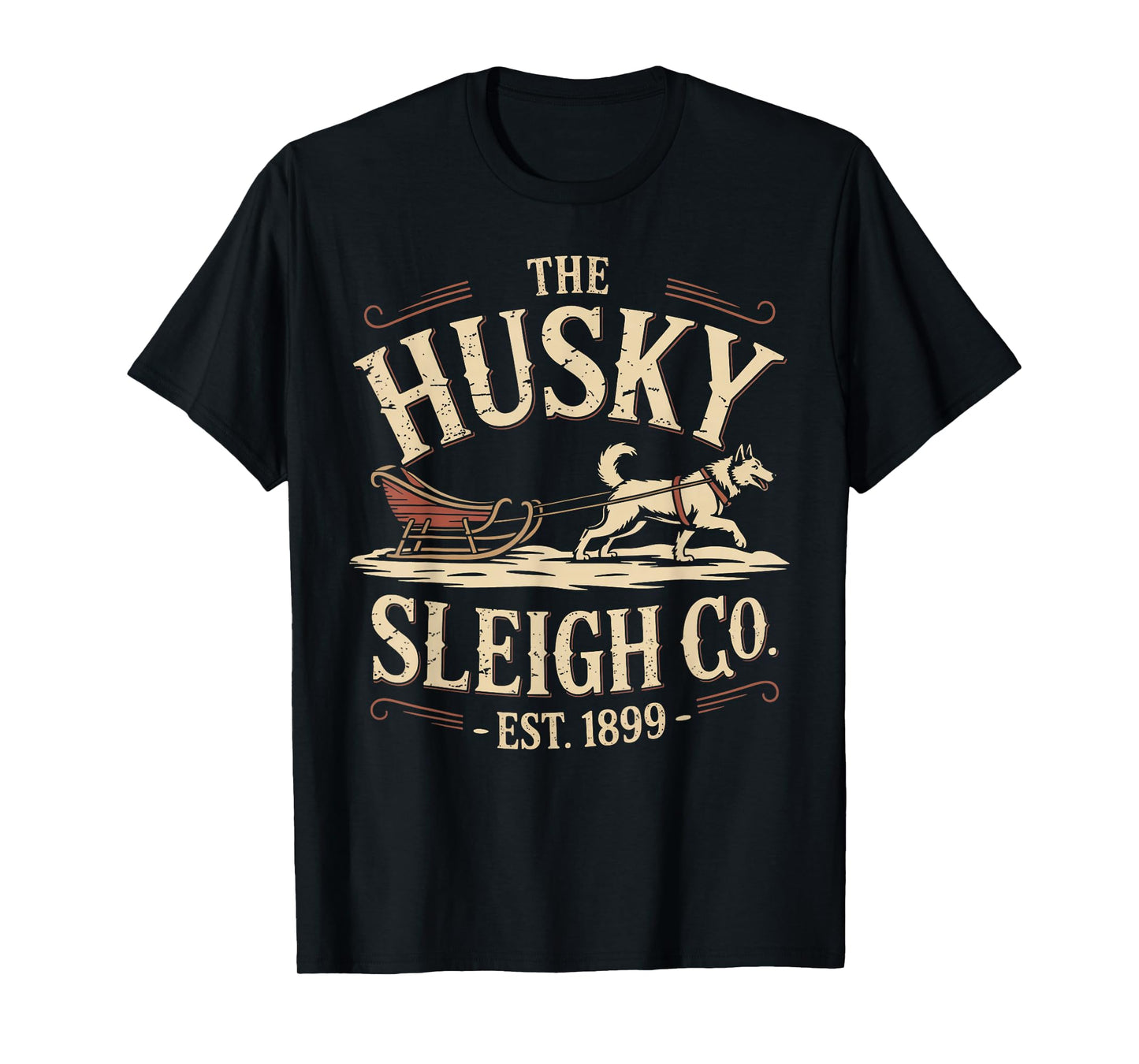 Retro Husky Sleigh Co - Vintage Dog Christmas T-Shirt