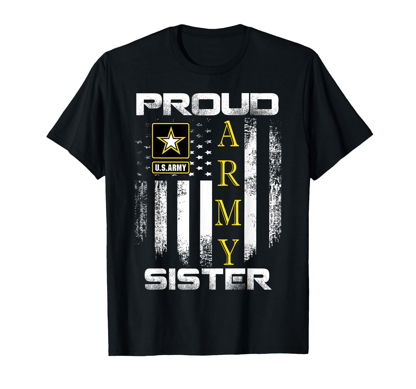 Vintage Proud Army Sister with American Flag Gift T-Shirt