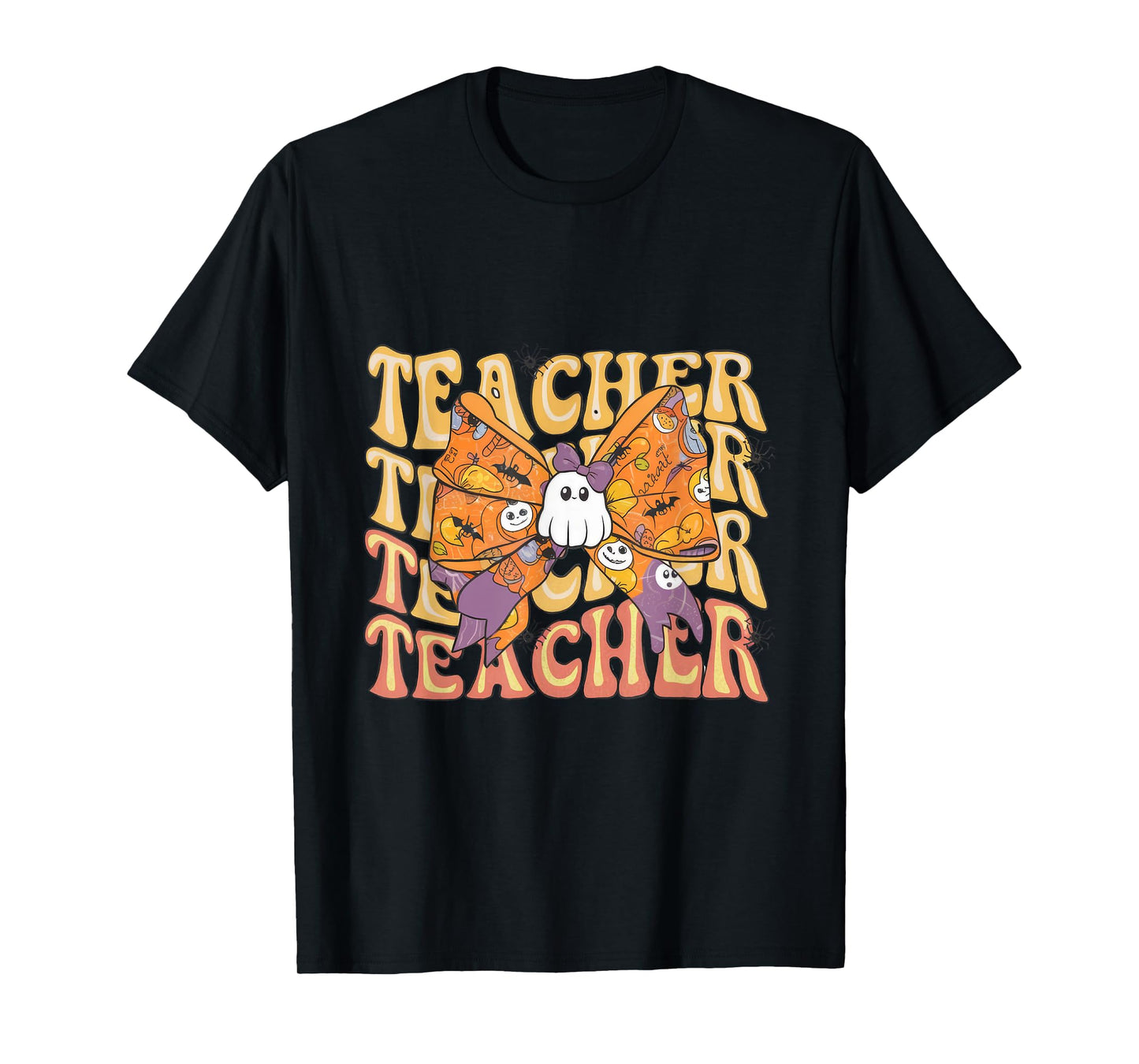 Spooky Ghost Coquette Retro Halloween Teacher Spooky fall T-Shirt