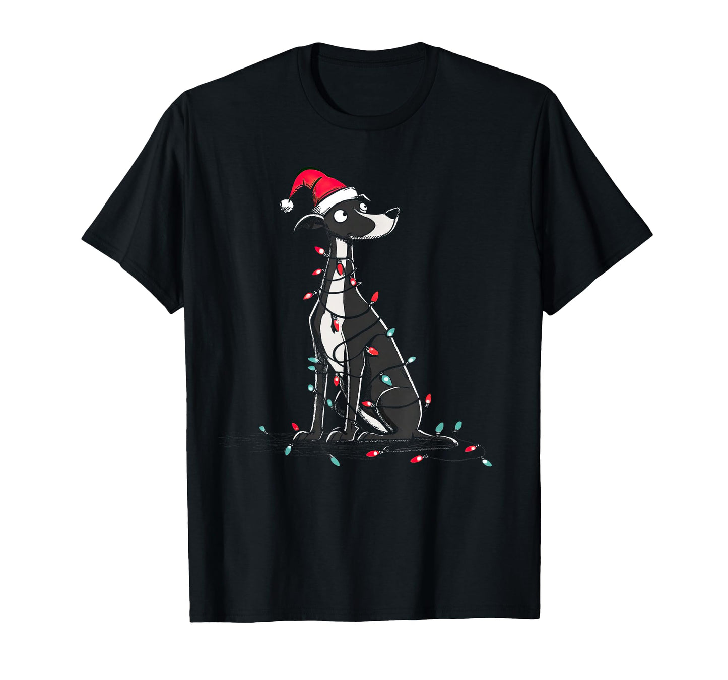 Funny Whippet Christmas Graphics Dog Lights Lover T-Shirt