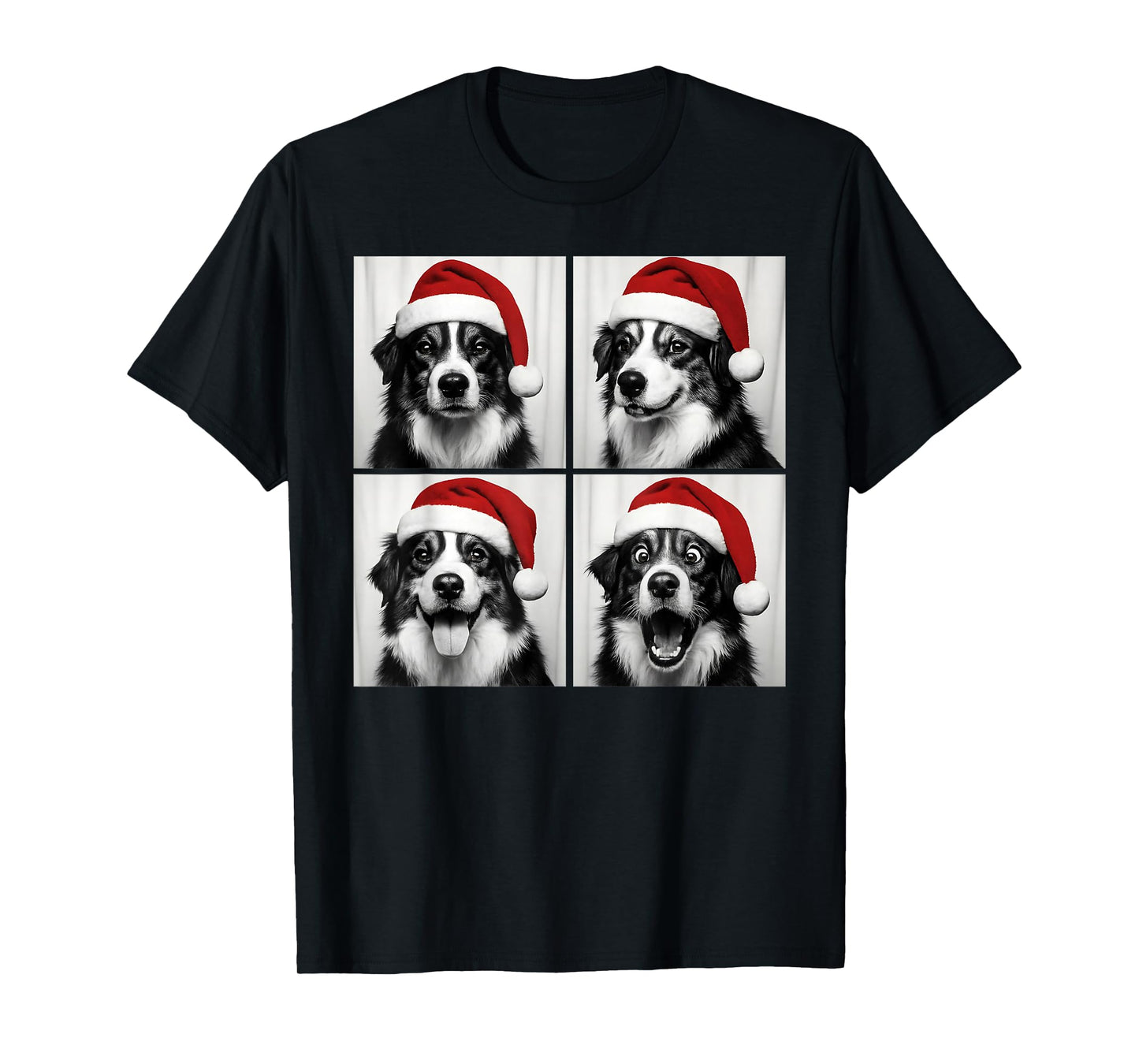 Funny Christmas Australian Shepherd Santa Photo Booth T-Shirt