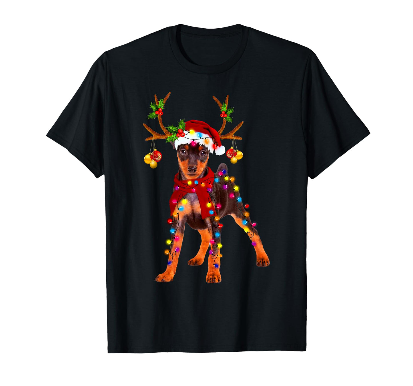 Santa min pin gorgeous reindeer Light Christmas T-Shirt