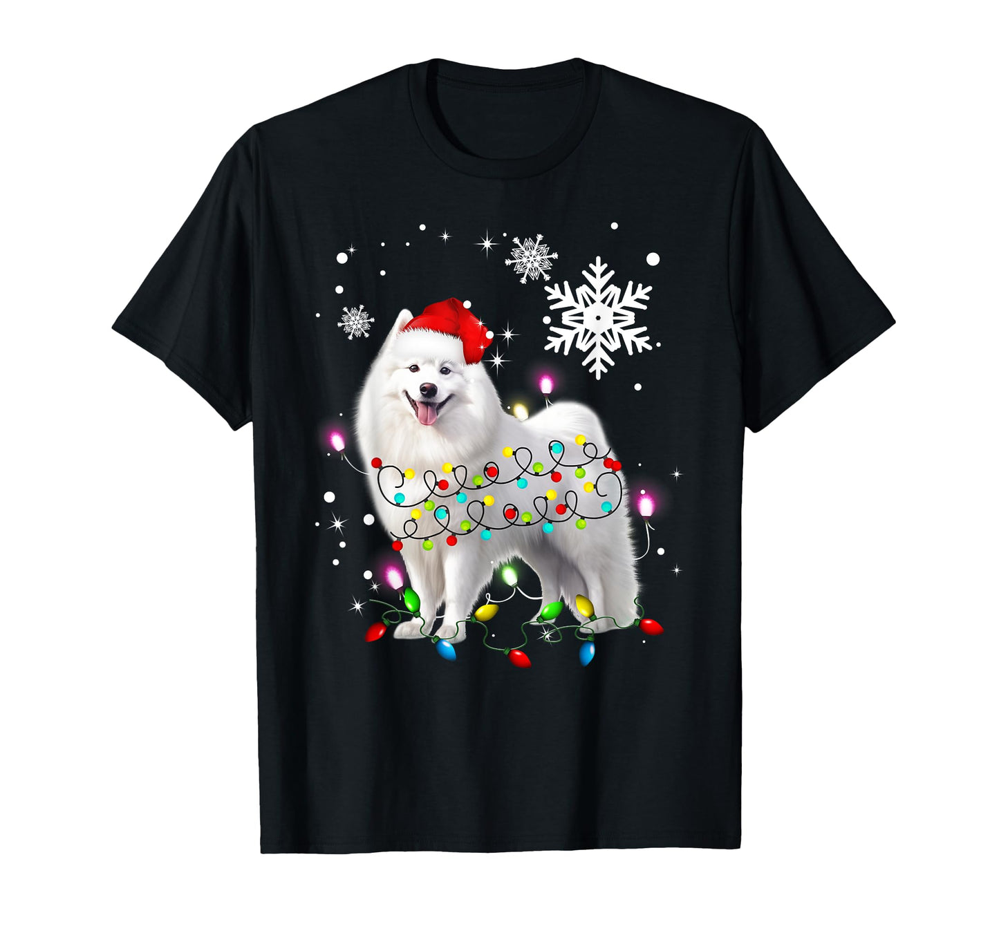Samoyed Christmas Tree Light Pajama Samoyed Lover Xmas T-Shirt