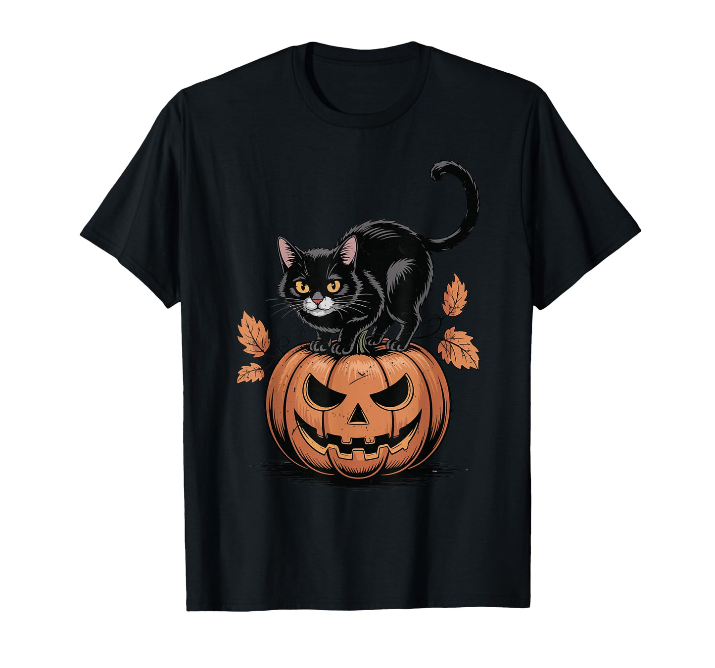 Black Cat Pumpkin Halloween Men Women Funny Mom Dad Vintage T-Shirt