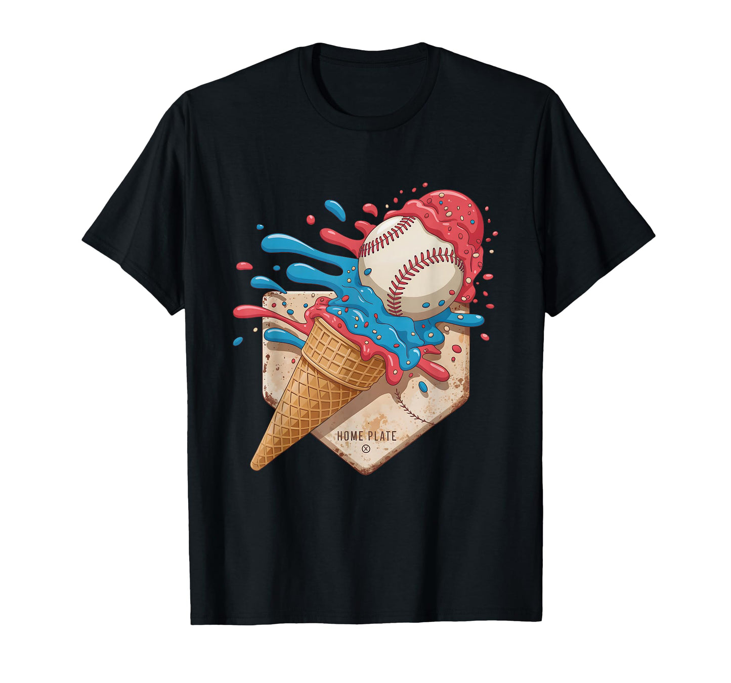Baseball Home Plate Ice Cream Drip Youth Boys T-Shirt