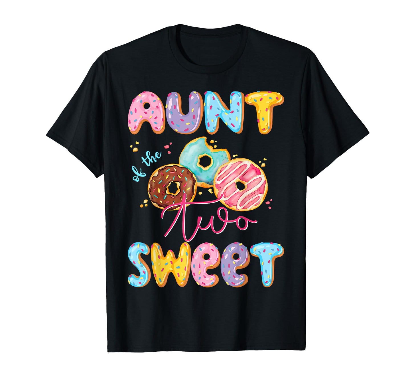 Aunt Of The Two Sweet Donut Matching 2Nd Birthday Girl T-Shirt