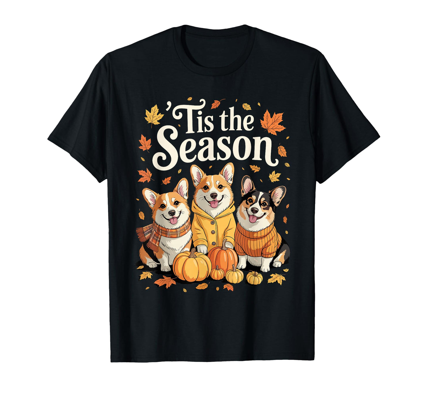 Tis The Season Corgi Fall Autumn Pumpkin Dog T-Shirt