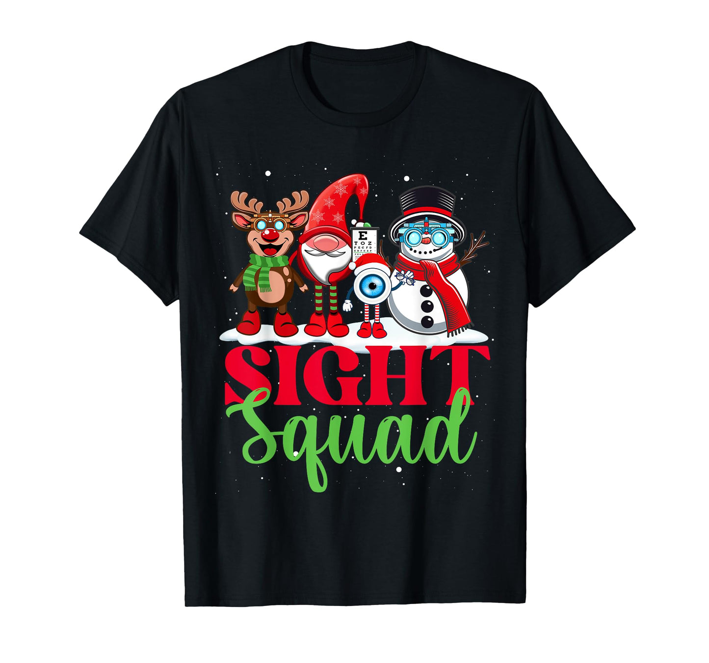 Sight Squad Reindeer Gnome Santa Funny Christmas Optometrist T-Shirt