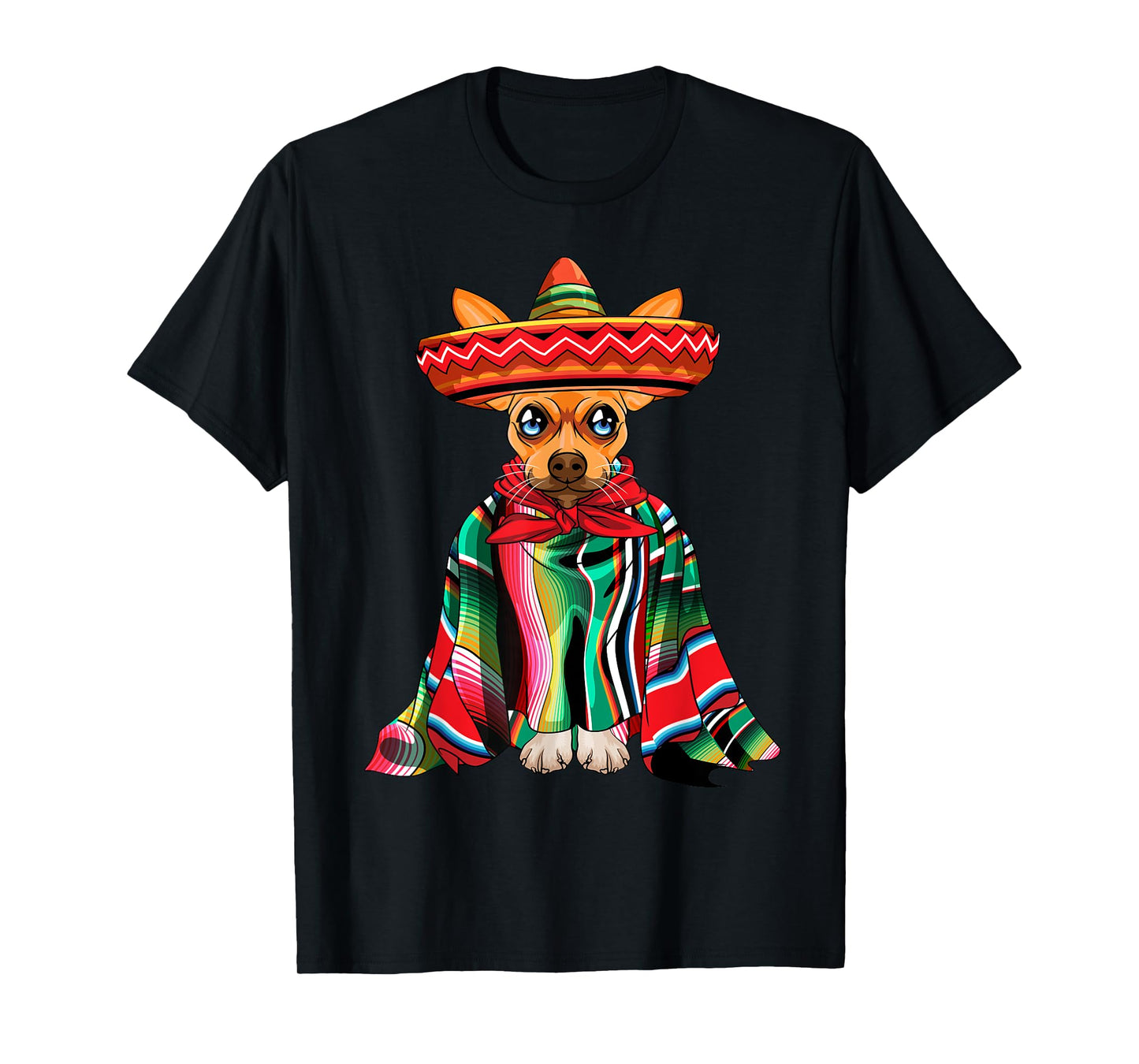 Cinco De Mayo Chihuahua Dog Wearing Poncho And Sombrero T-Shirt for Men Women Kids