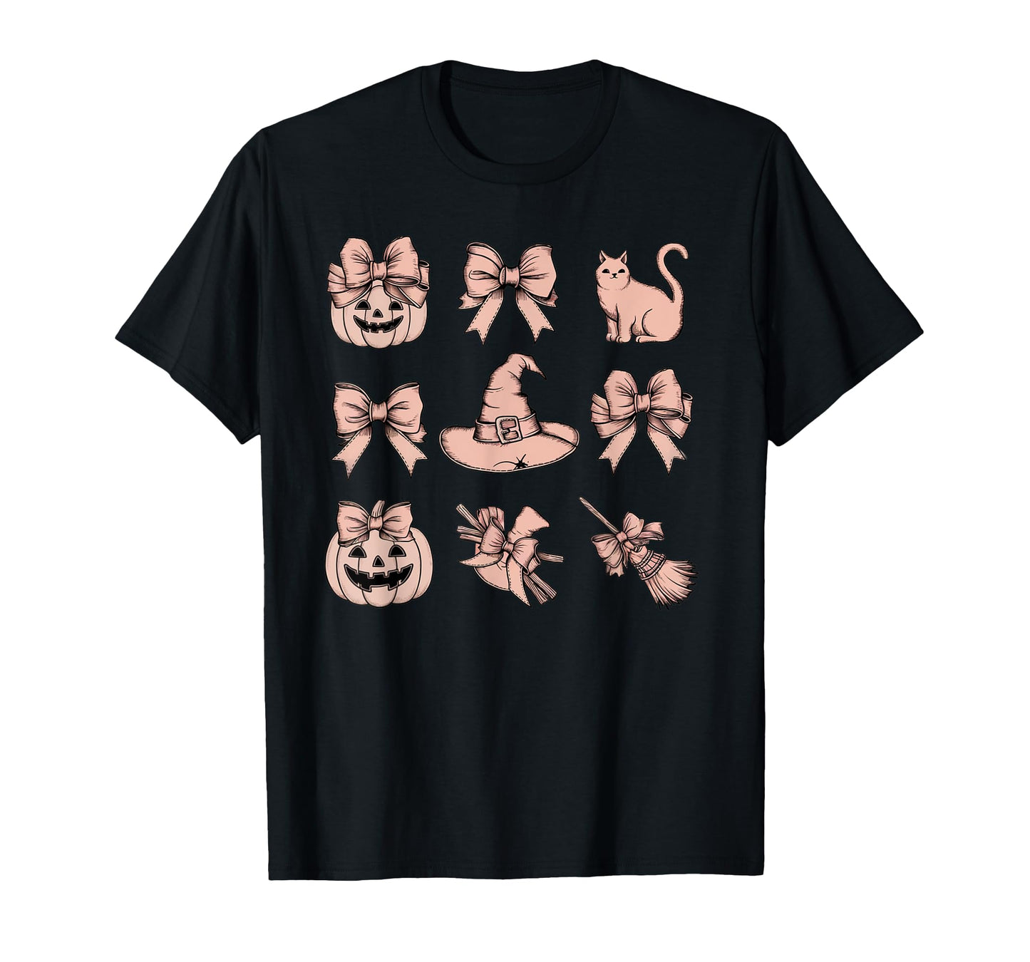 Pumpkin Cat Halloween Coquette Bow Pumpkin For Women Girls T-Shirt