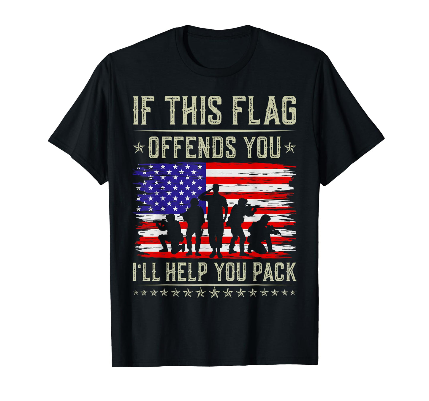 If This Flag Offends You I'll Help You US Flag Veterans Day T-Shirt