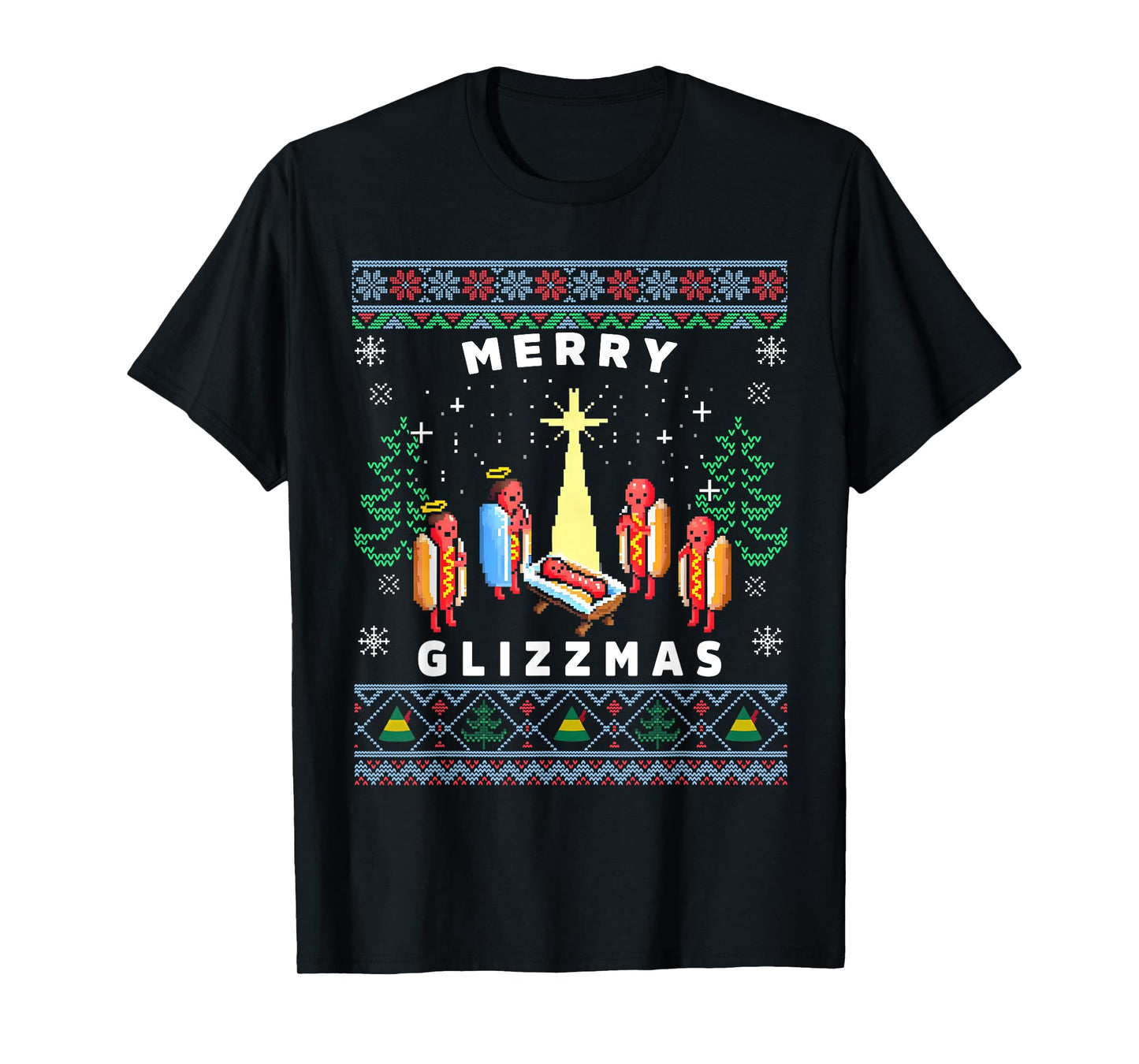Merry Glizzmas Funny Ugly Christmas Sweater Glizzy Hotdog T-Shirt