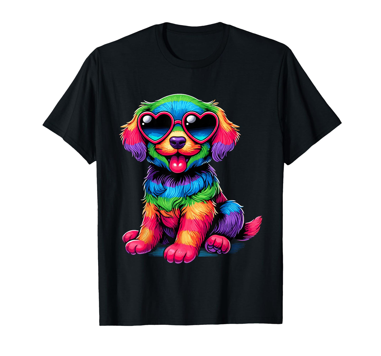 Dog Wearing Glasses Heart Puppy Love Dog T-Shirt