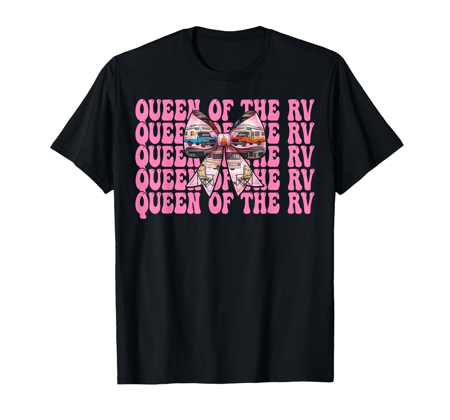 Queen of The Rv Camping Camper Motorhome Girl Mom Coquette T-Shirt