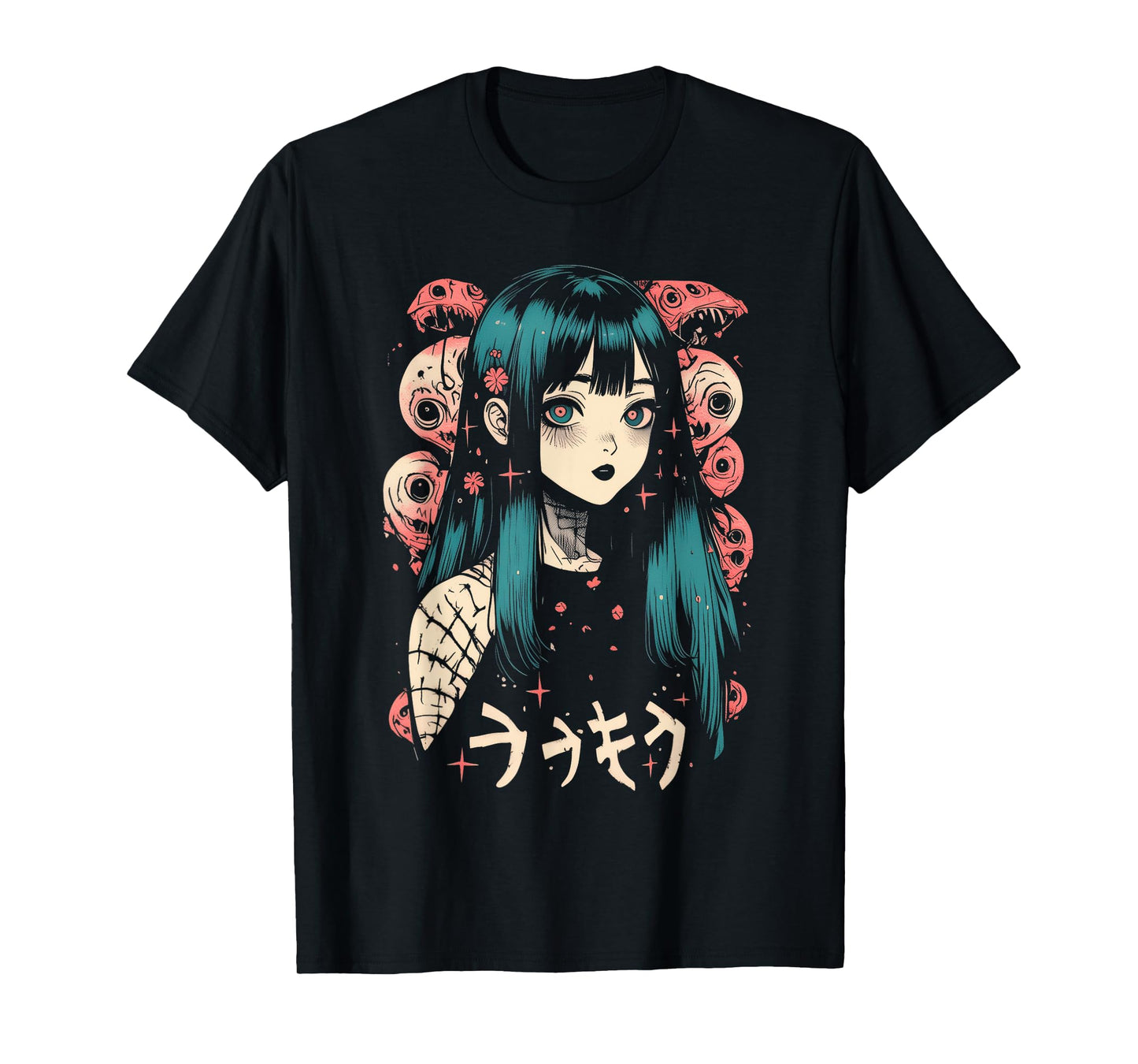 Goth Grunge Demon Anime Girl Waifu Horror Alt Aesthetic T-Shirt