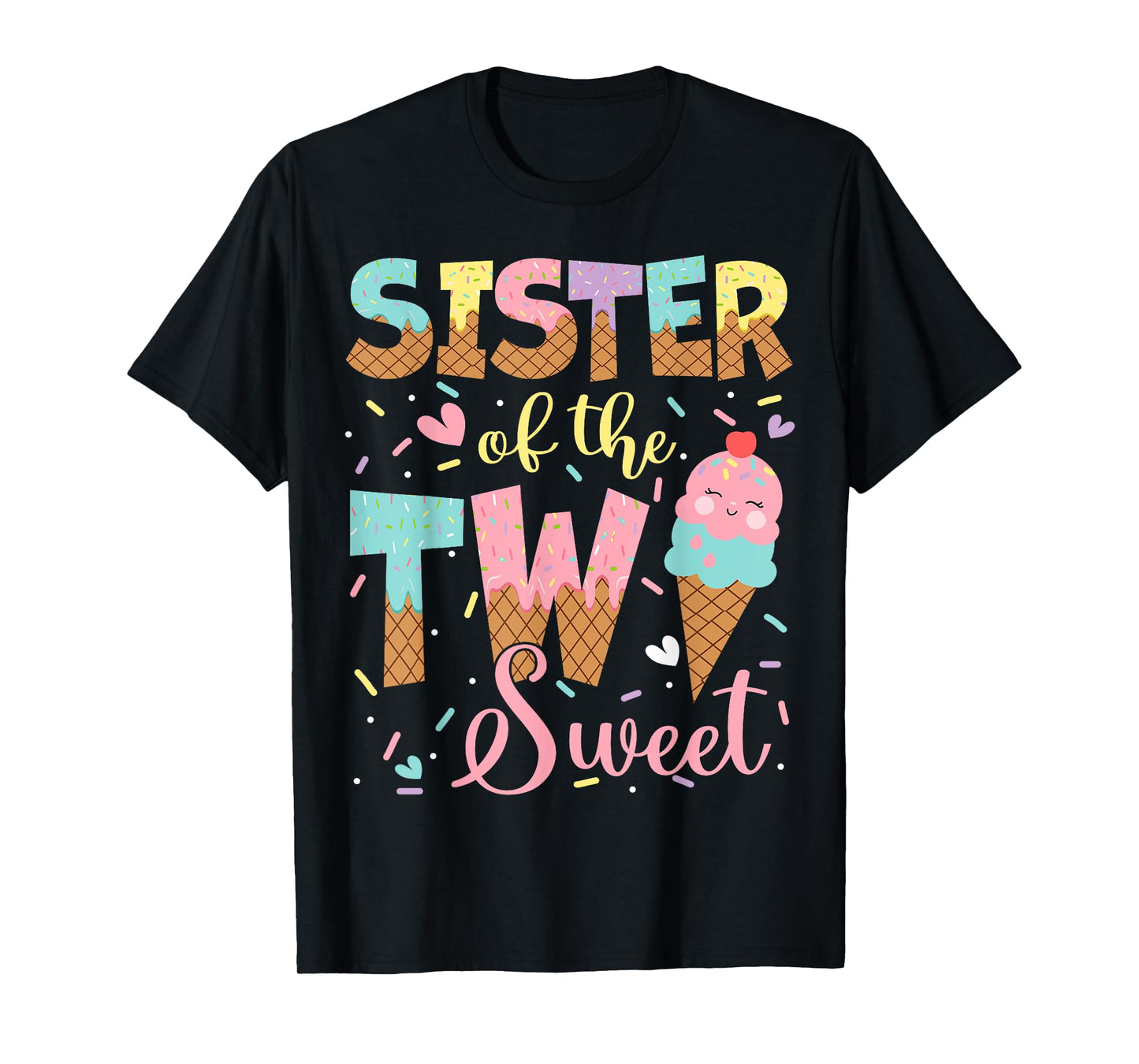 Sister Of The Two Sweet 2Nd Birthday Girl Ice Cream T-Shirt