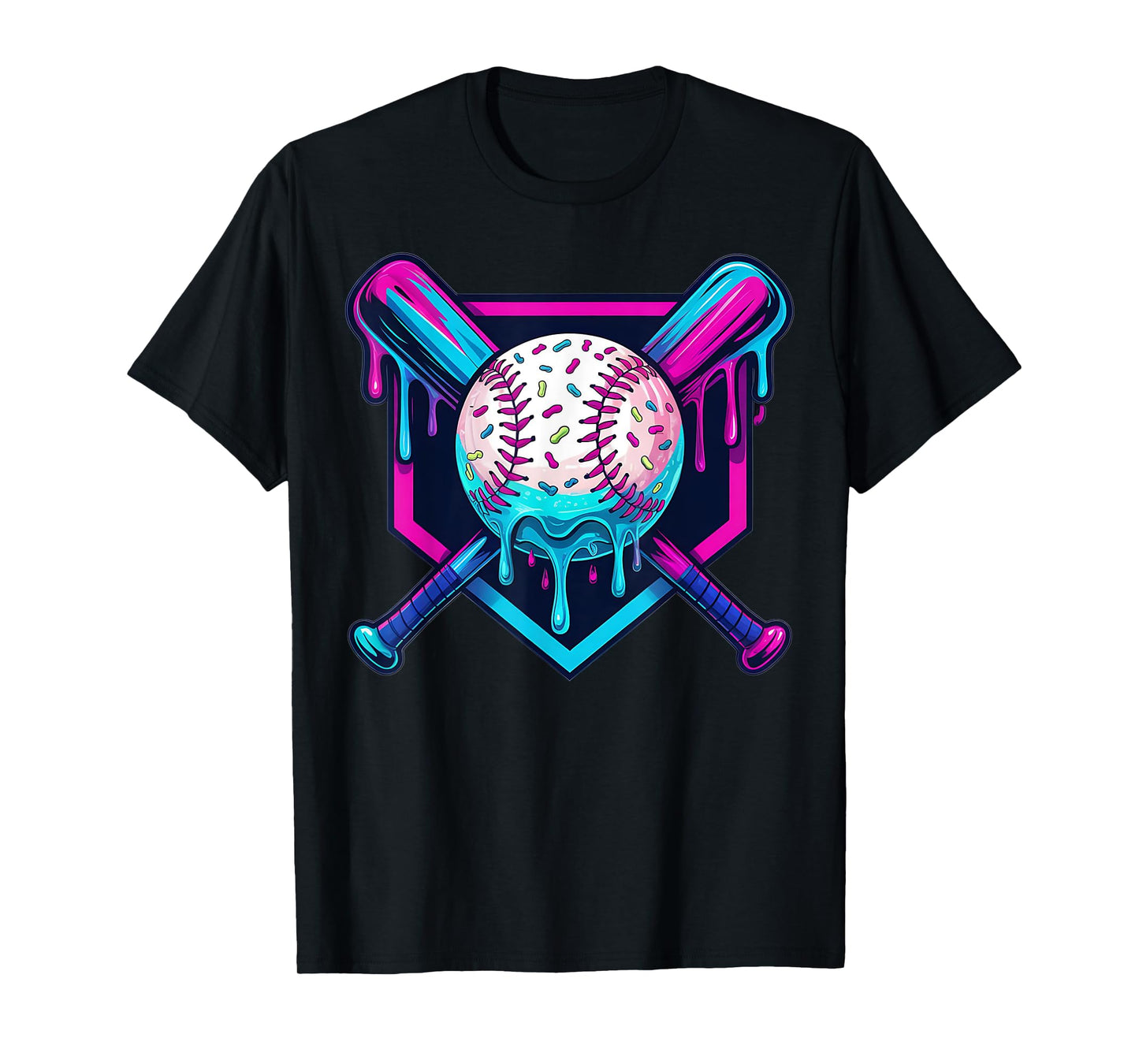 Baseball Drip For Boys Ice Cream Drip Youth Boys Baseball T-Shirt