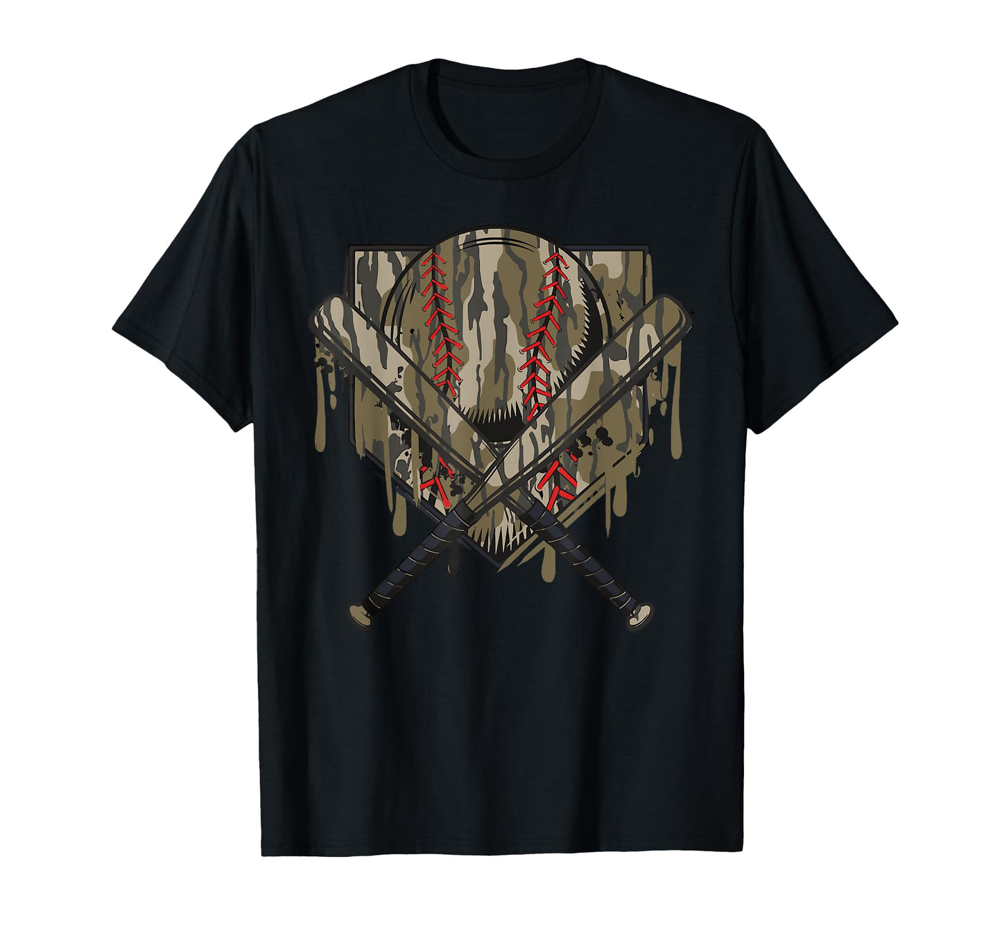 Baseball Drip for Boys Ice Cream Drip Old Camo Baseball Boys T-Shirt