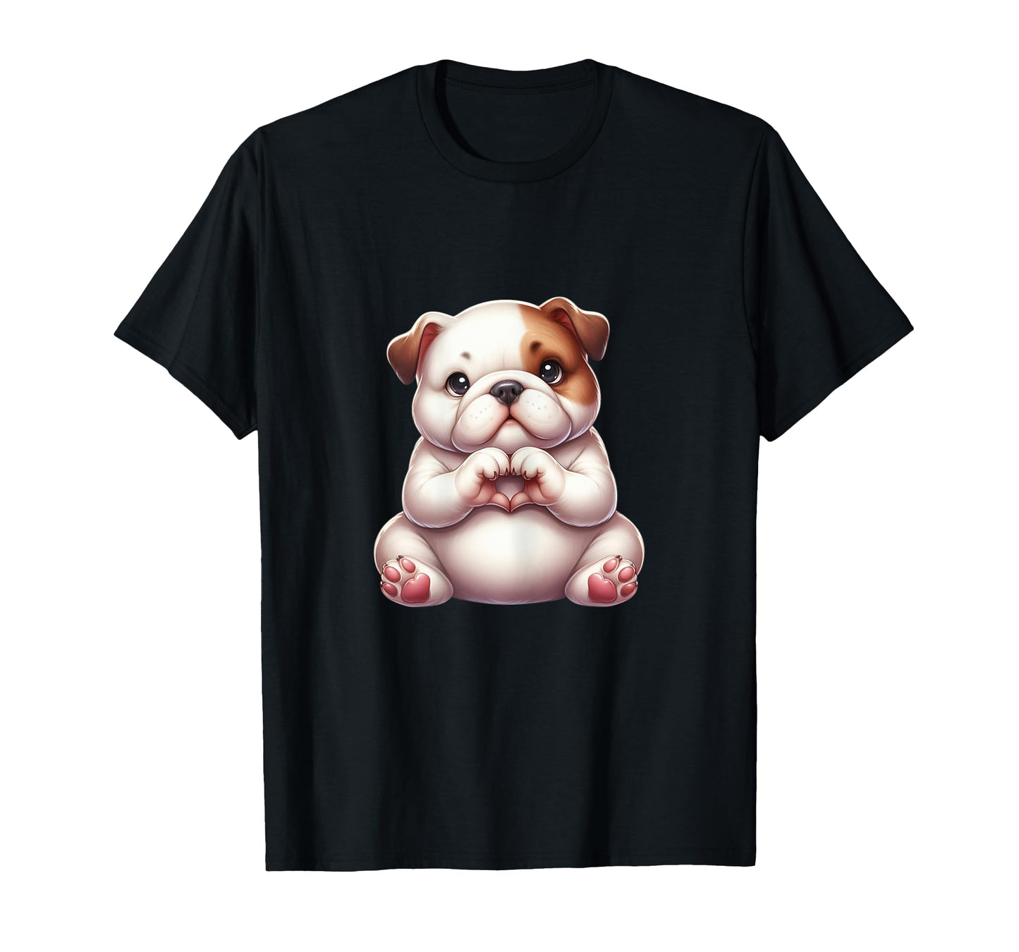 Cute Bulldog Giving Heart Hand Tee - Spread Love and Joy T-Shirt