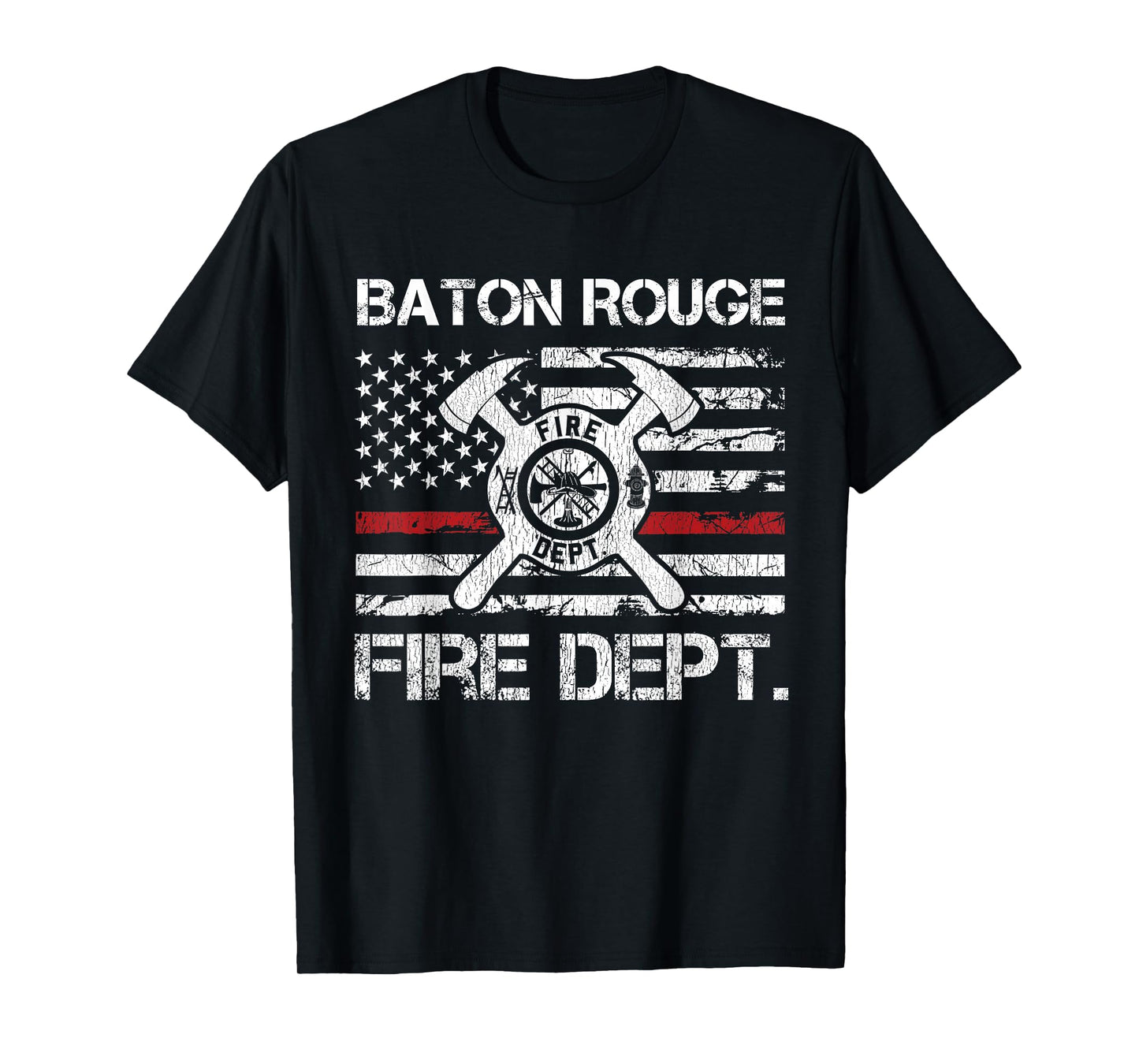 Baton Rouge Louisiana Fire Department Thin Red Line Logo T-Shirt