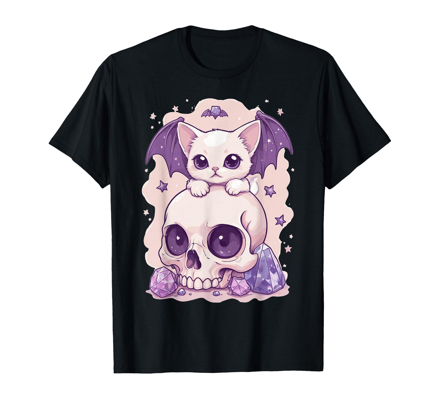 Pastel Goth Cat Skull T-Shirt