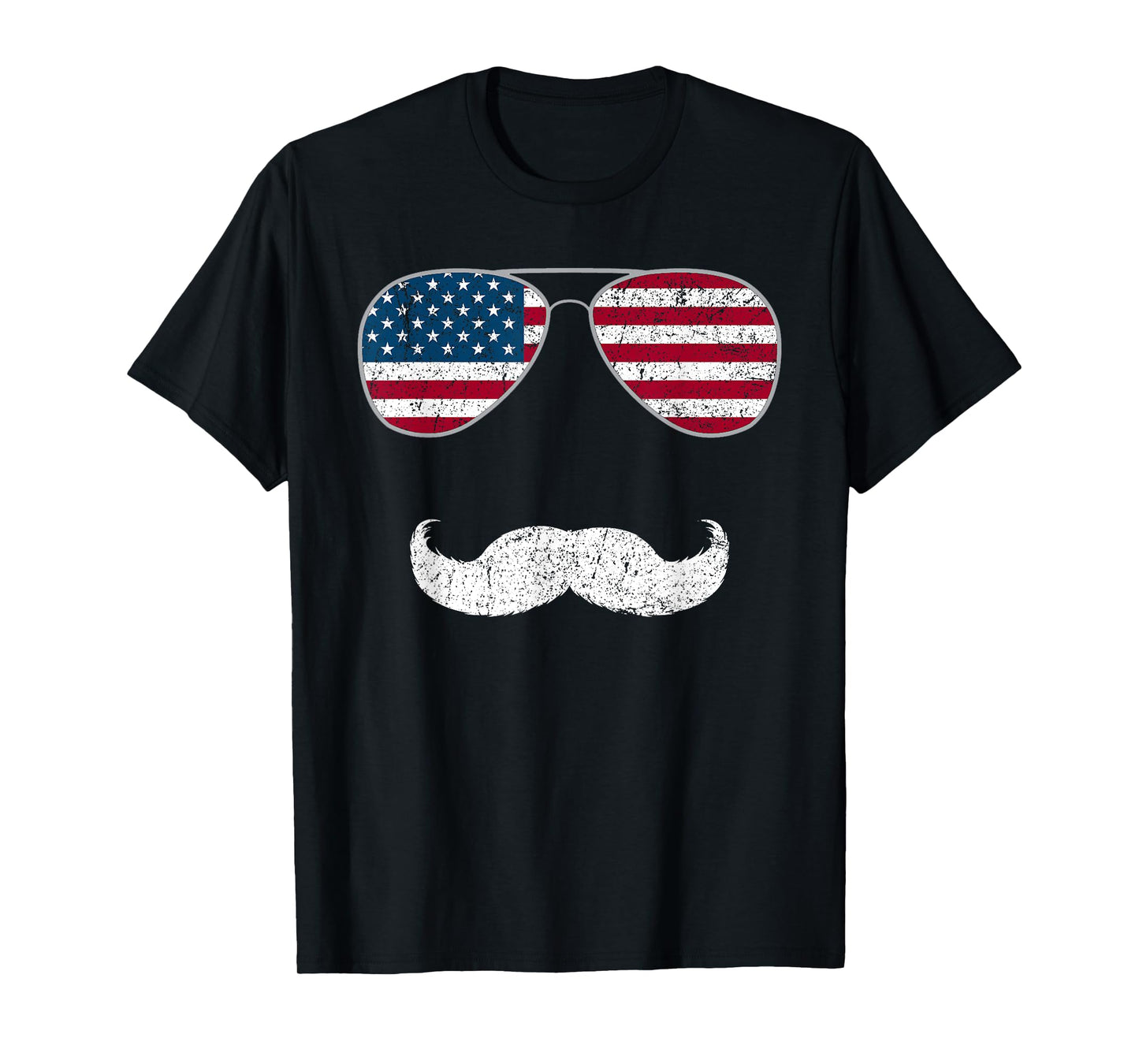 American Flag Sunglasses Mustache Novelty T-shirt T-Shirt