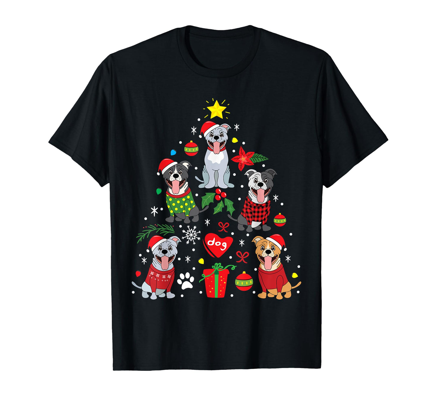 Pit Bull American Staffordshire Christmas Gift T-Shirt for Men Women Kids