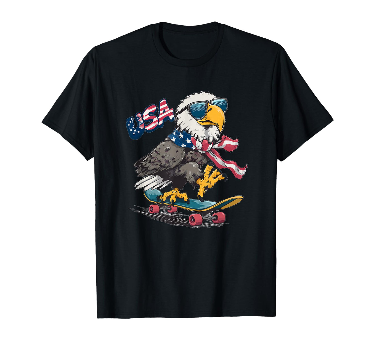 Patriotic Skateboard Costume with USA and Eagle T-Shirt