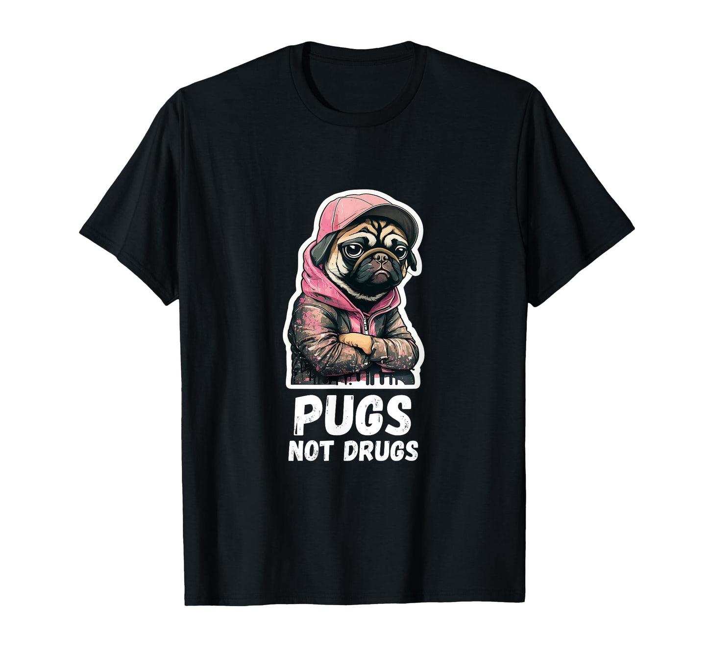 Pugs, not Drugs - Moody Cool Pug Funny Dog Pugs Lover T-Shirt