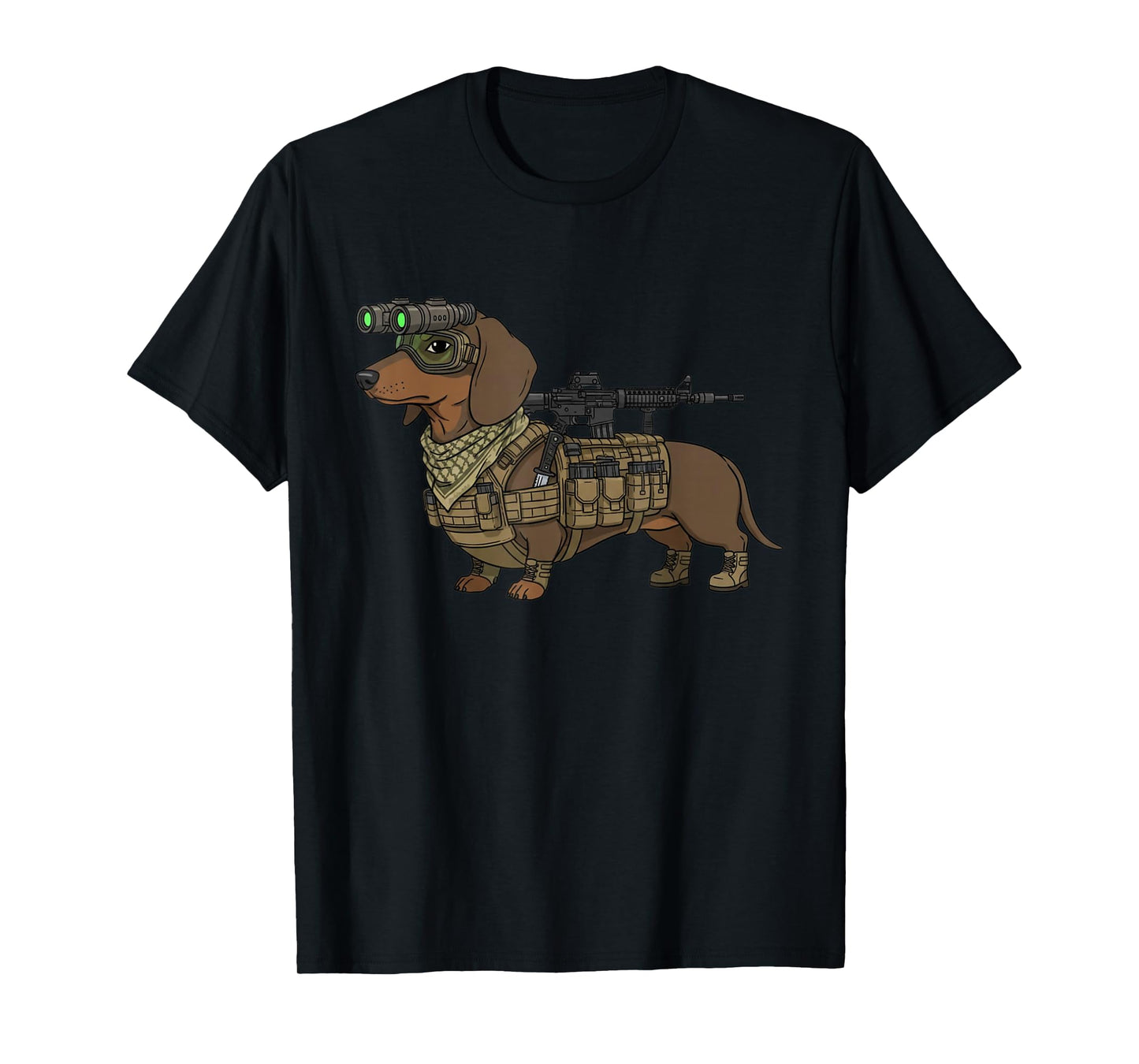 Tactical Wiener Funny Dachshund Dog with NVG Meme Dogs Lover T-Shirt