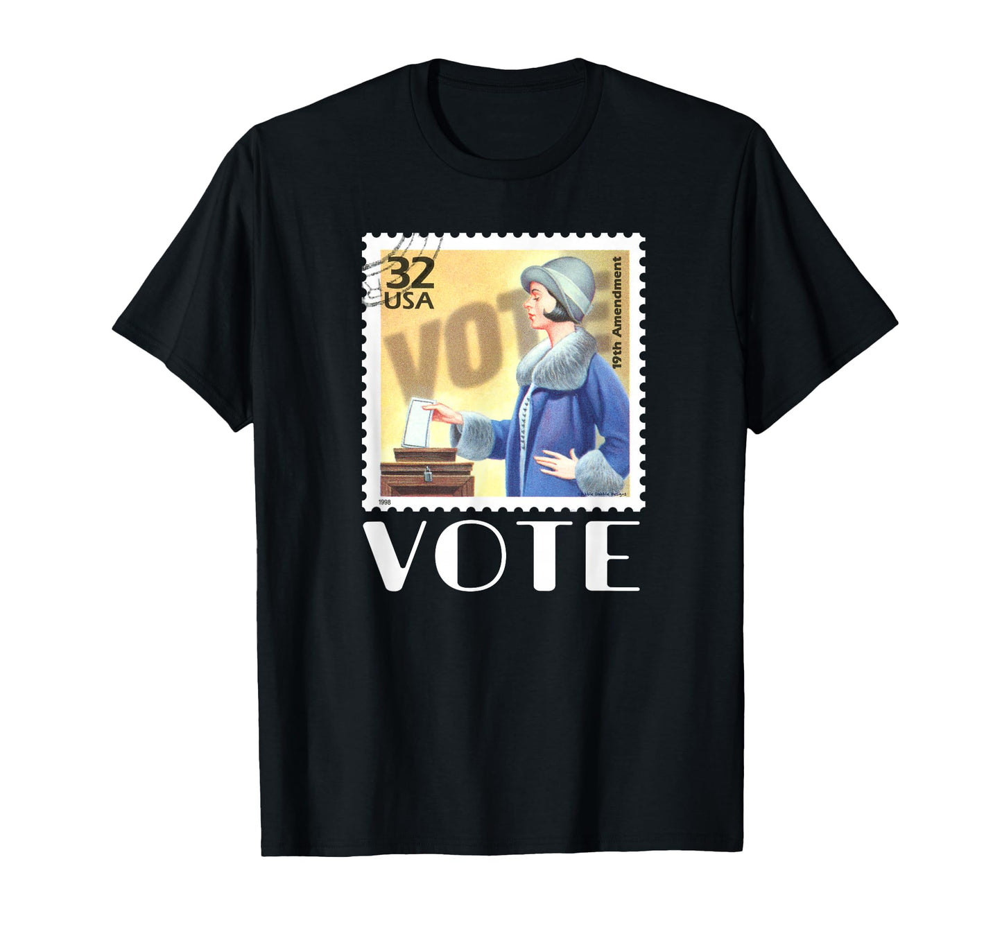 Retro 19th Amendment Stamp Women's Rights VOTE T-Shirt