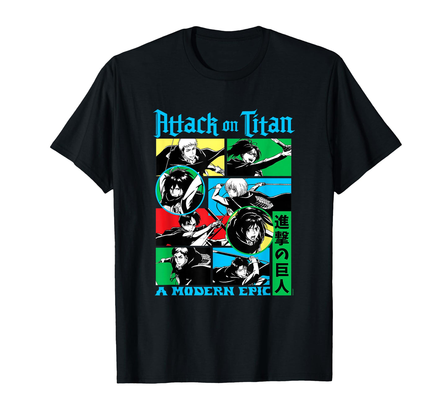 Attack on Titan Character Frame Collage Colorful AOT Anime T-Shirt