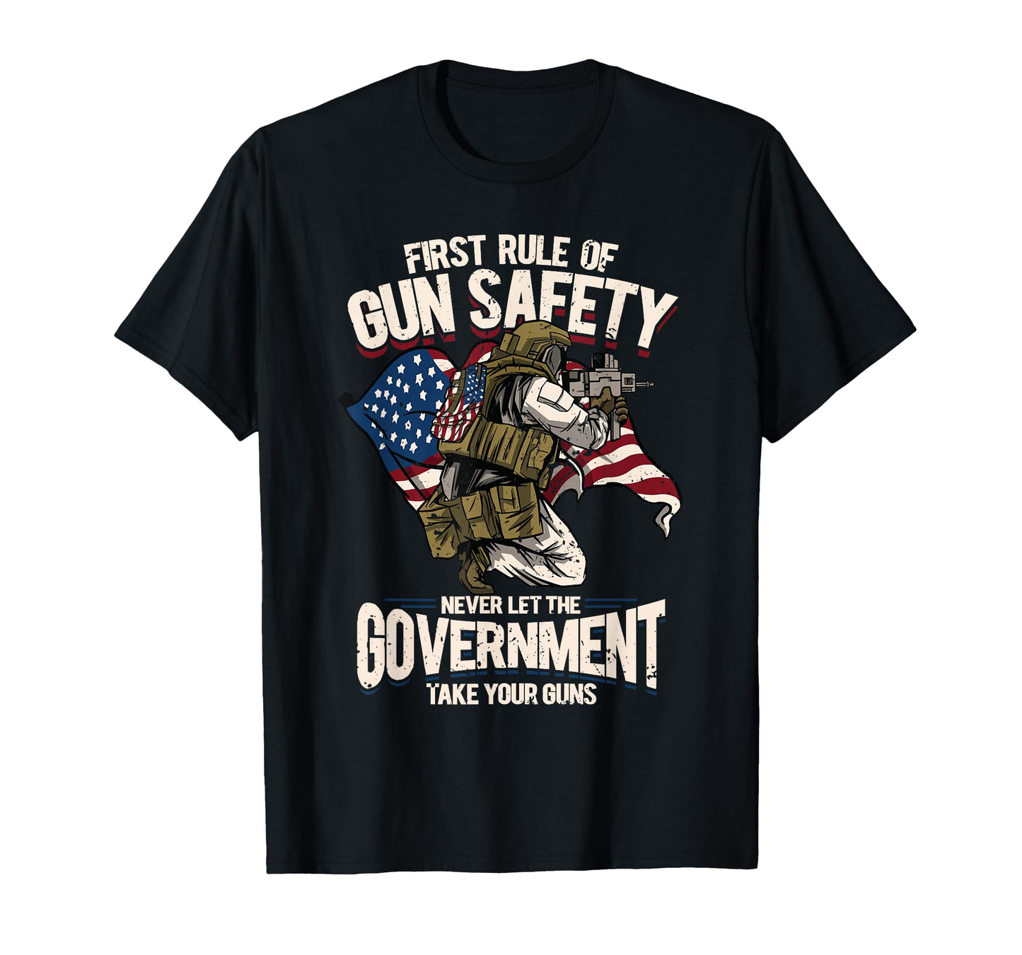 First Rule Of Gun Safety, US Flag For A Patriotic Gun Lover T-Shirt