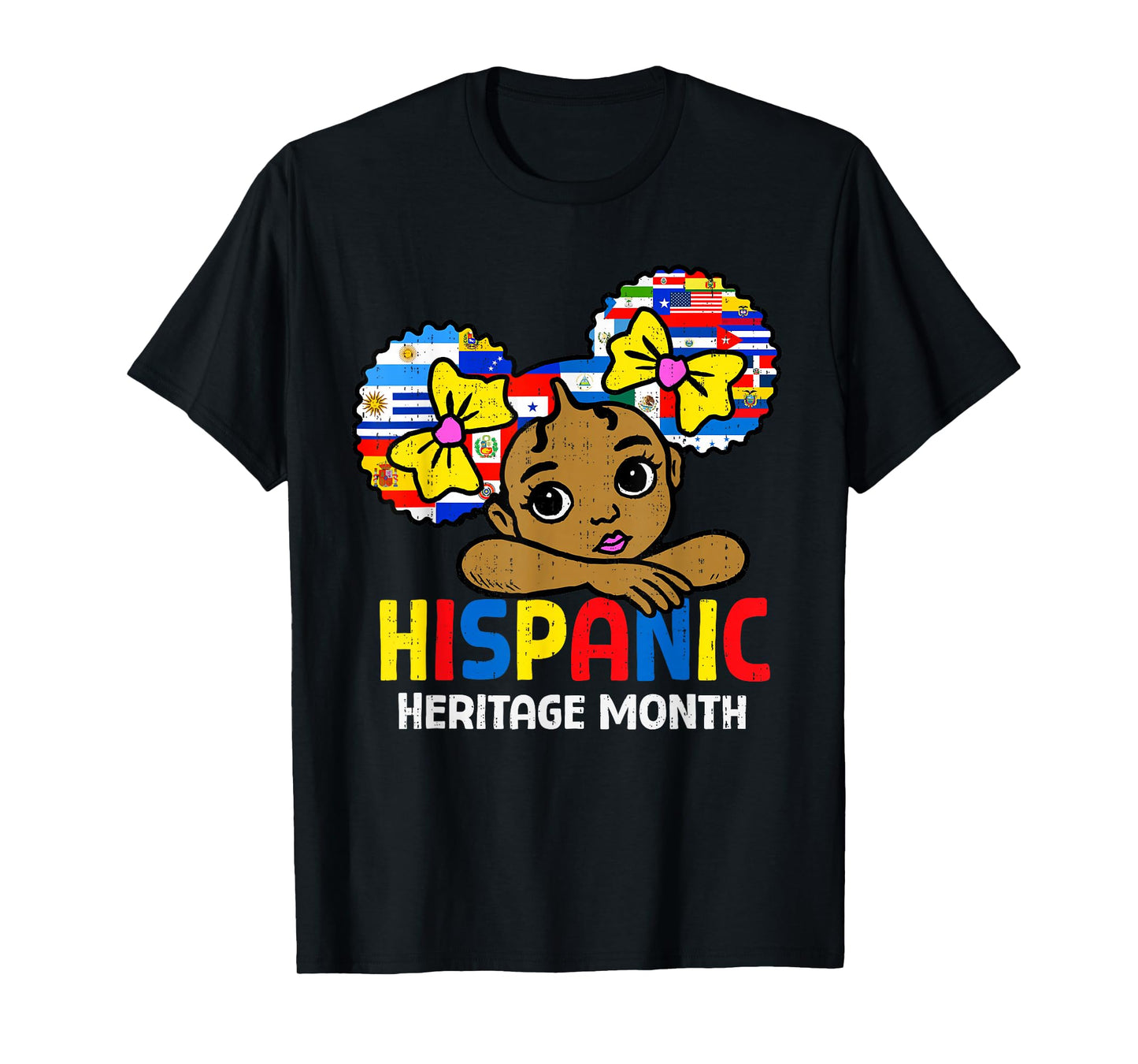 Hispanic Heritage Month Cute Girls Latino Countries Flags T-Shirt