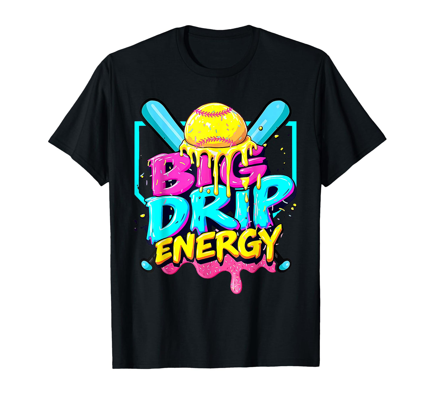 Softball Drip For Girls Ice Cream Drip Youth Girls Softball T-Shirt