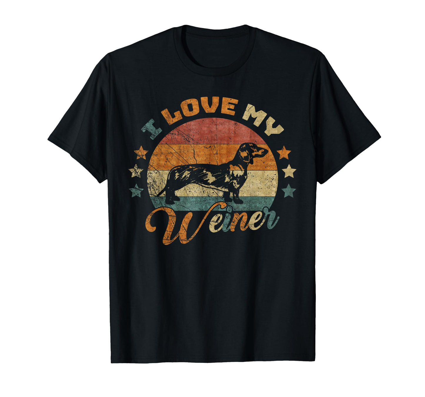 Vintage Retro I Love My Dachshund Dog Funny Weiner Lover Men Women Kids T-Shirt