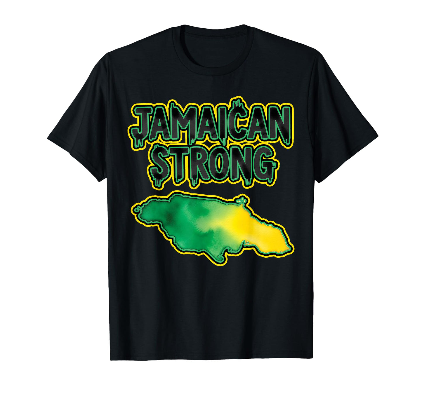 Jamaica Strong Shirt Watercolor Style Country Map Design T-Shirt