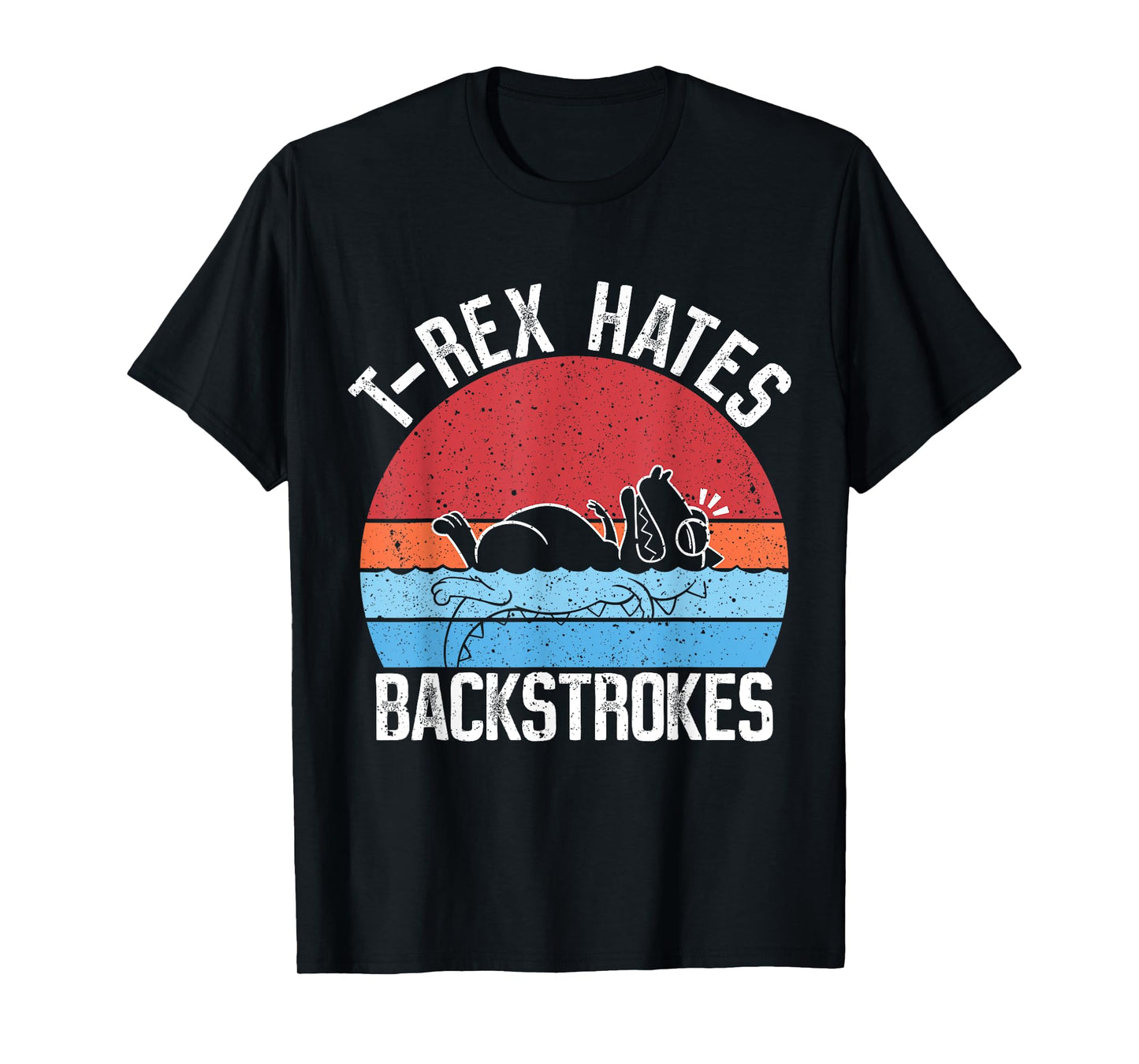 Funny Swimming Swimmer T-rex Hates Backstrokes Retro T-Shirt
