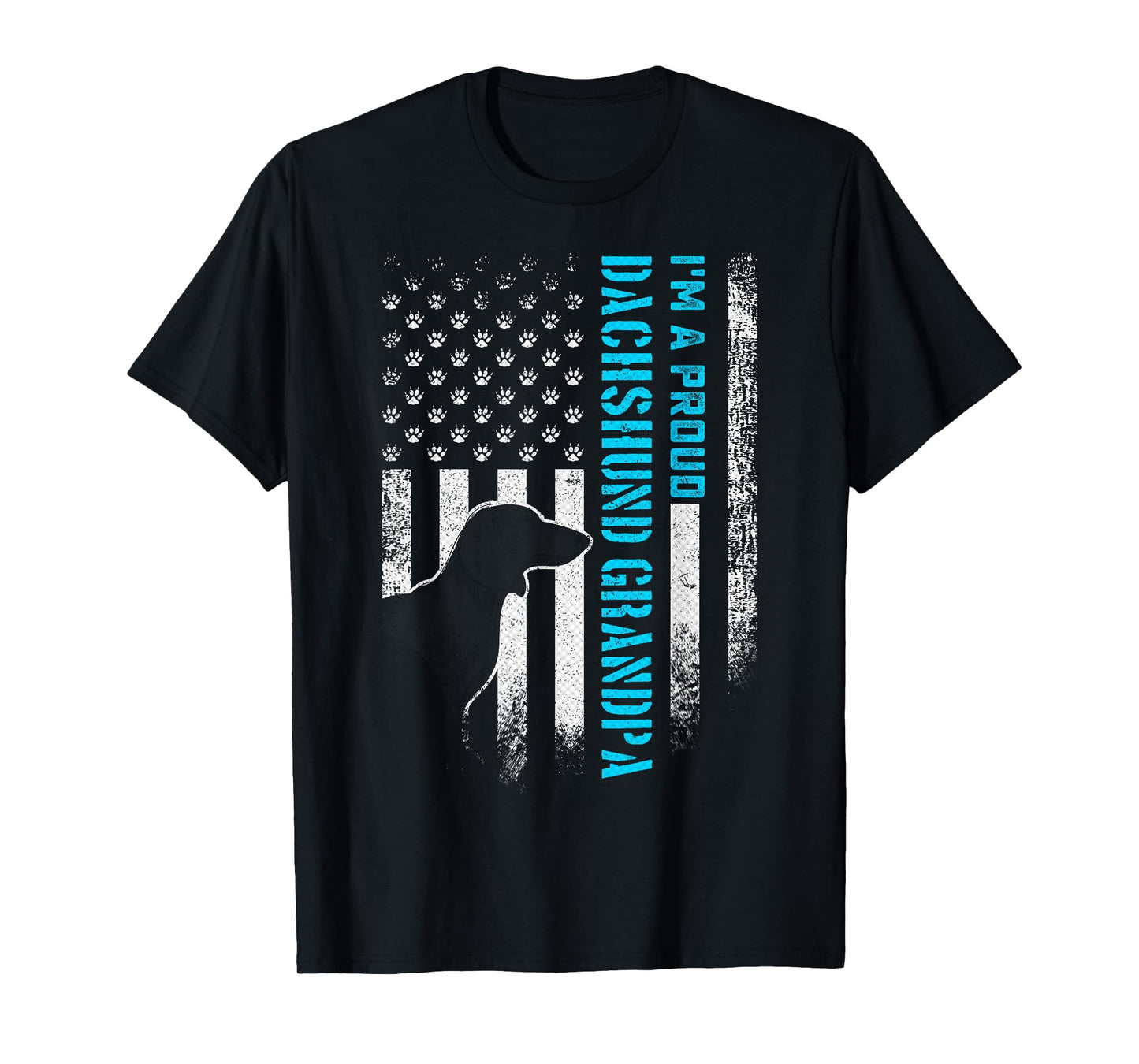 Vintage USA Flag I'm A Proud Dachshund Dog Grandpa Wiener T-Shirt