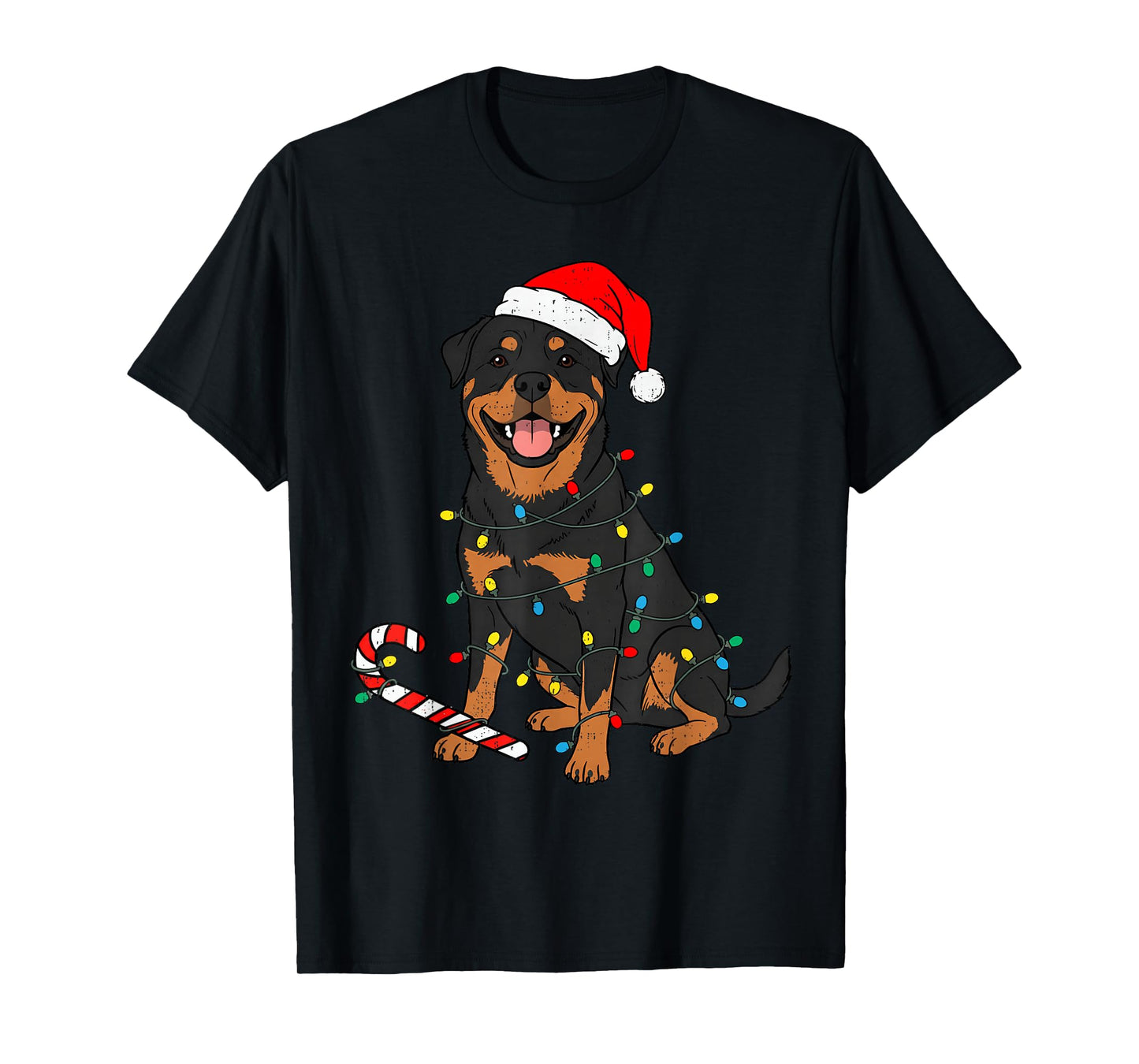 Rottweiler Dog Christmas Lights Santa Xmas Pet Dog Lover T-Shirt