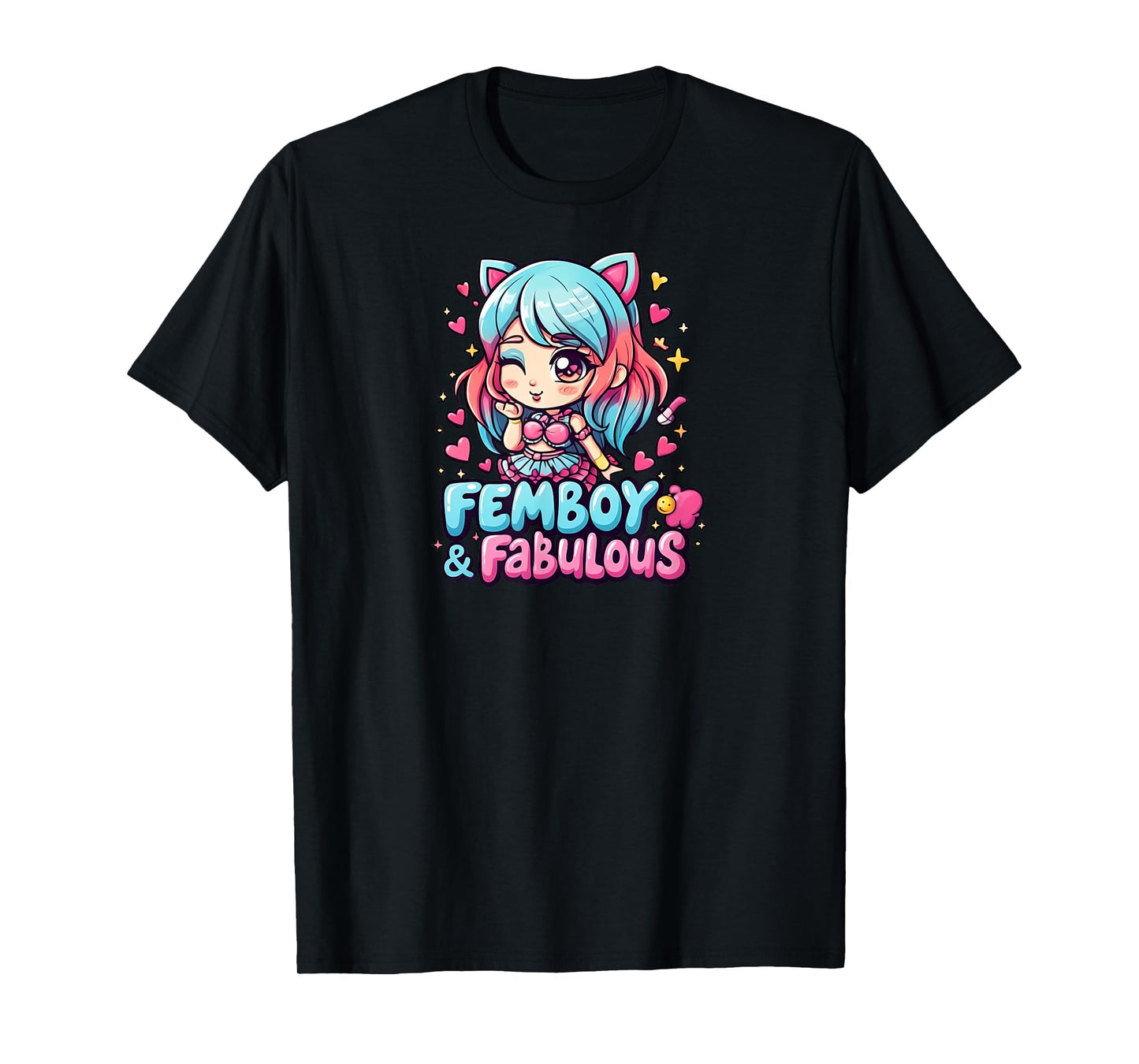 Femboy Fabulous Anime Kawaii Aesthetic Hearts T-Shirt
